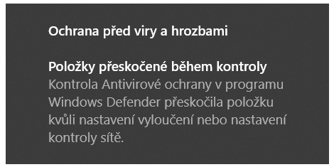 Windows Defender hláška