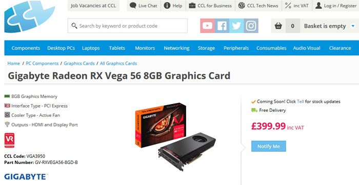 Radeony RX Vega 56 se chystají na evropský trh