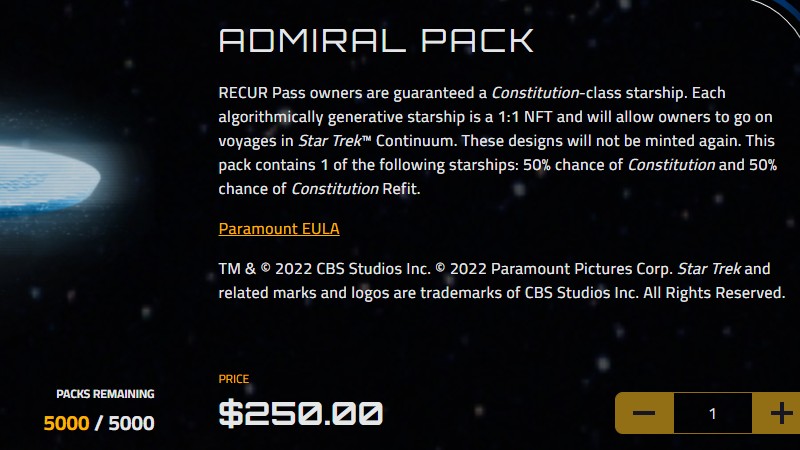 Star Trek Continuum: libo NFT lootboxy? 