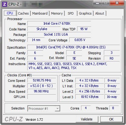 Intel Core i7-6700K Skylake chlazen vzduchem na 5,2 GHz