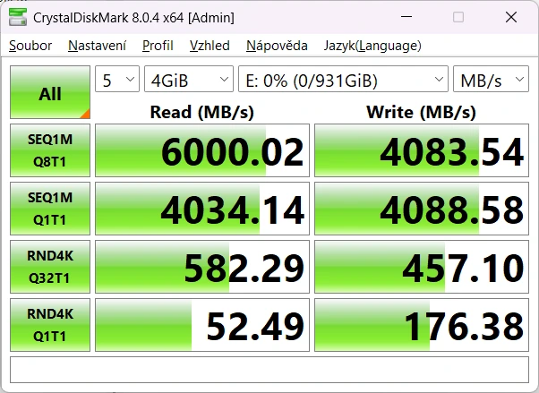 Adata Legend 860 1TB - CrystalDiskMark