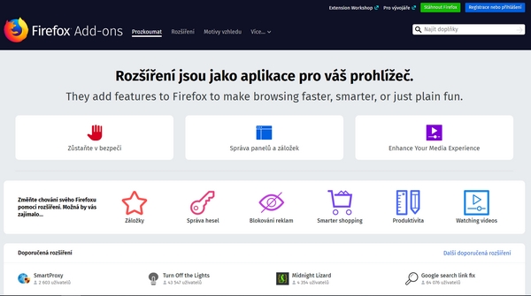 Ve Firefoxu přestala fungovat všechna rozšíření, existuje první oficiální oprava