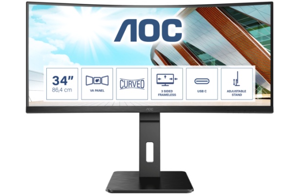 Už i pracovní monitory mají zakřivení: AOC uvádí CU34P2C s 1500R