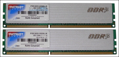 Patriot DDR3: PDC32G1333LLK (1333 MHz, 2x 1024 MB)