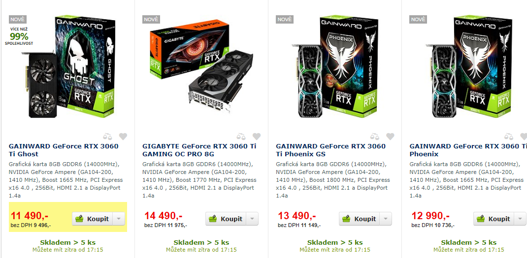 GeForce RTX 3060 Ti vstoupily na trh, jaká je dostupnost?