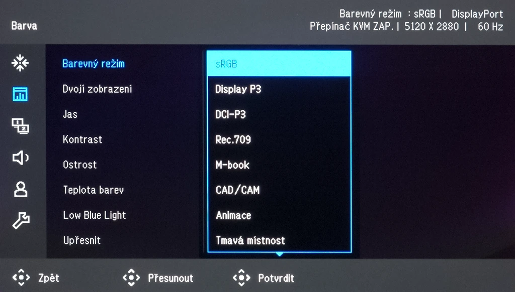 BenQ PD2730S - OSD (barevné profily)
