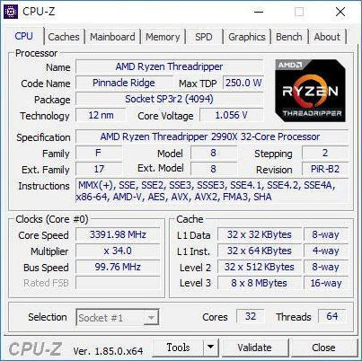 První test 32jádrového Threadripperu a CPU-Z jako bonus