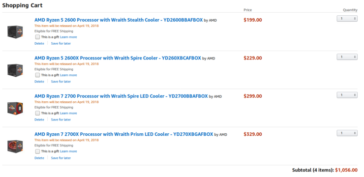 AMD Ryzen 2000 se objevily na Amazonu s nižší, než očekávanou cenou