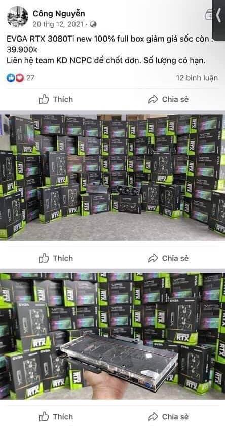 V USA ukradené EVGA RTX 3000 měly skončit ve známém vietnamském obchodě