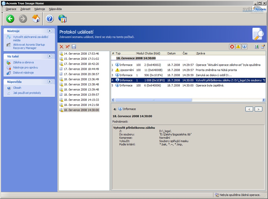 Acronis True Image 11 Home: zálohování pro nezkušené