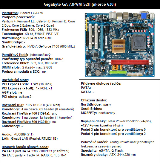 Gigabyte GA-73PVM-S2H: Integrovaná GF 7100 pro Intel