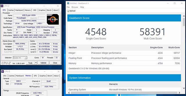 Threadripper přetaktován na 4,1 GHz na všech jádrech