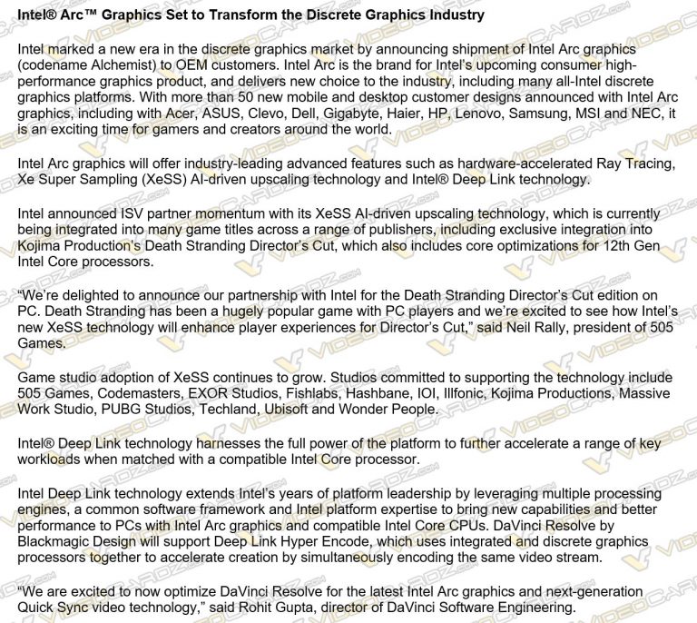 Intel už dodává výrobcům své Alchemist, slibuje transformaci trhu s grafikami