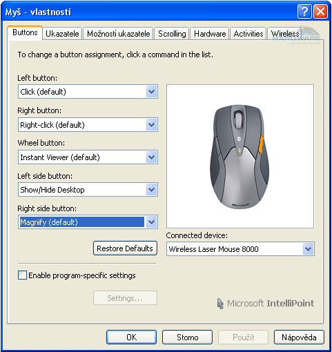 Microsoft Wireless Laser Mouse 8000 - laserový fešák
