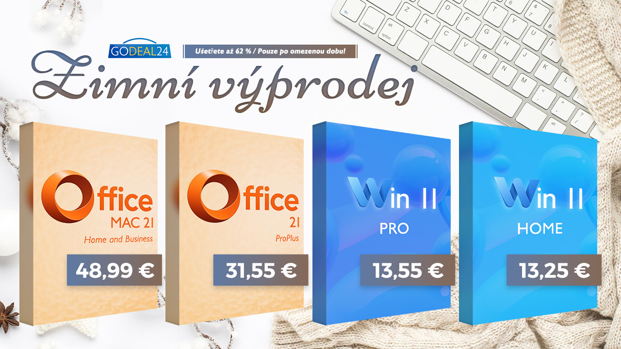 Godeal24 Zimní šílená prodeje: Obrovská sleva na licence Office a WinOS! Životní licence Office 2021 Pro už za pouhých 31,55€