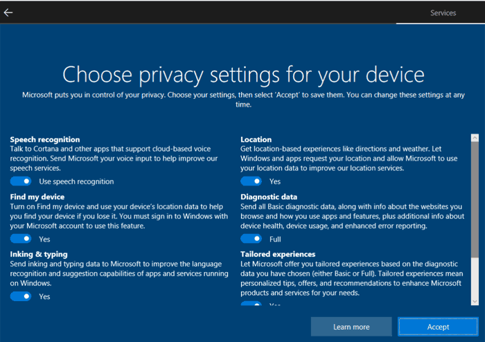 Microsoft ukázal nová nastavení soukromí ve Windows 10