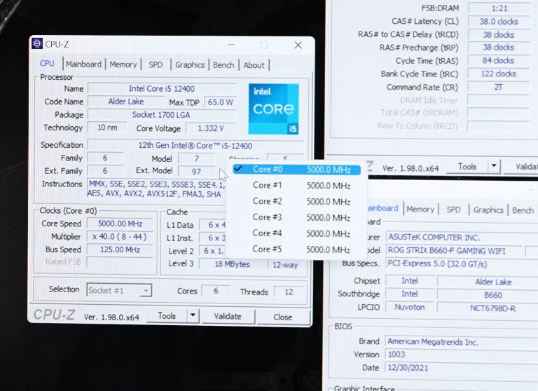 Core i5-12400 přetaktovaný na 5 GHz ani nepotřebuje příliš drahou desku