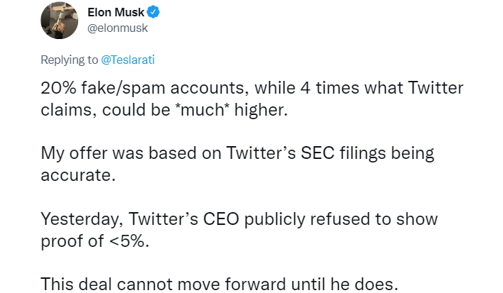 Elon Musk žádá důkaz o počtu bezcenných účtů na Twitteru, jinak dohoda padne