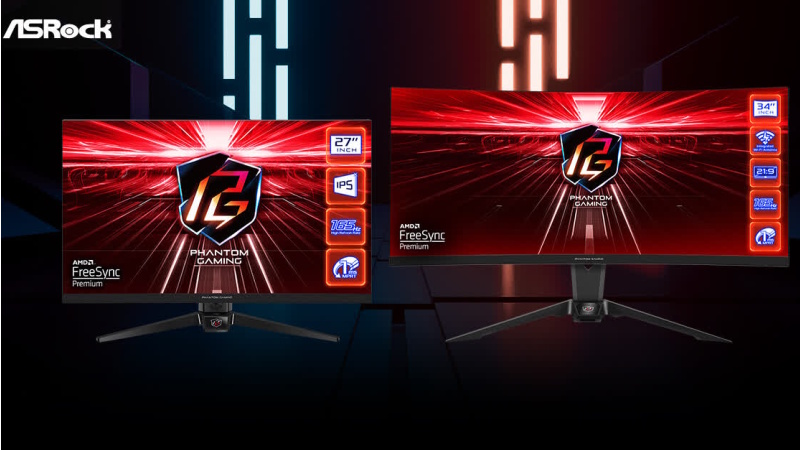 ASRock uvádí 27" a 34" herní monitory se 165 Hz, větší model má i Wi-Fi