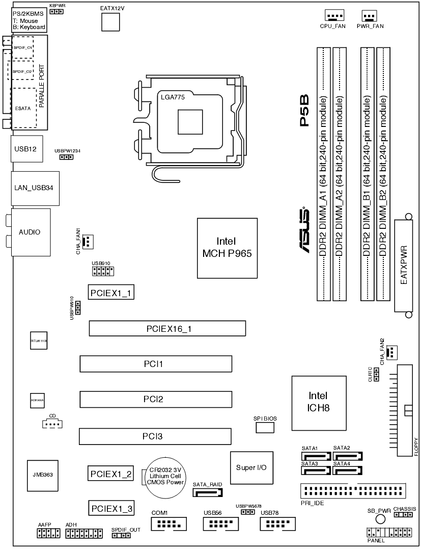 7x základ s P965: ASUS P5B