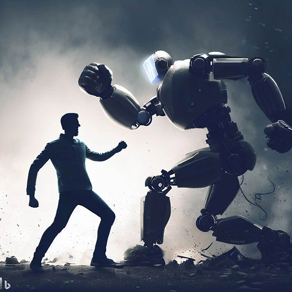 Robot zápasící s člověkem