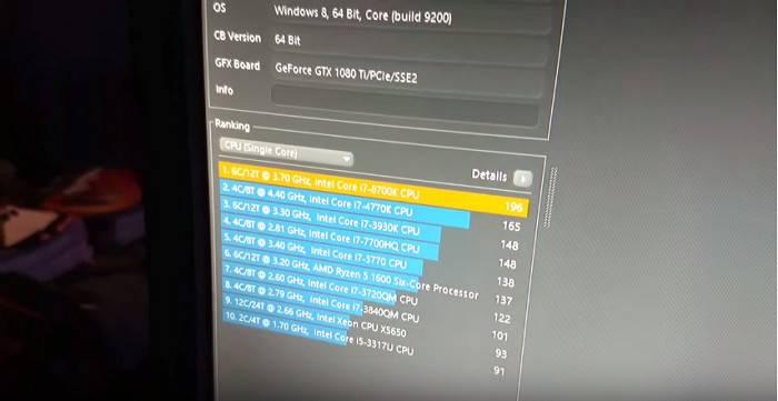Intel Core i7-8700K otestován v Cinebench