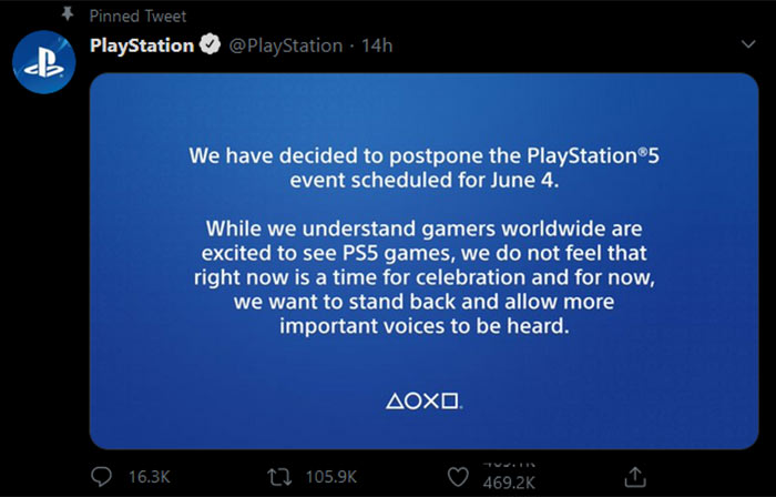 Sony tento týden konzoli PS5 nepředstaví, podporuje protesty v USA