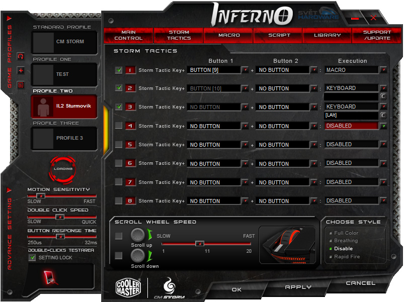 CM Storm Inferno: myš plná funkcí