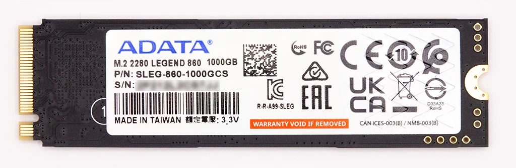 Adata Legend 860 1TB - zadní strana