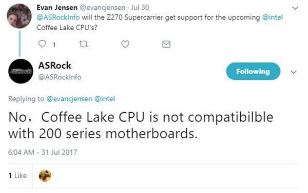 Podpora Coffee Lake na čipsetech 100 Series? Ani na 200 Series