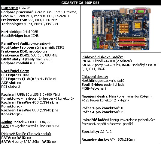 7x základ s P965: Gigabyte GA-965P-DS3