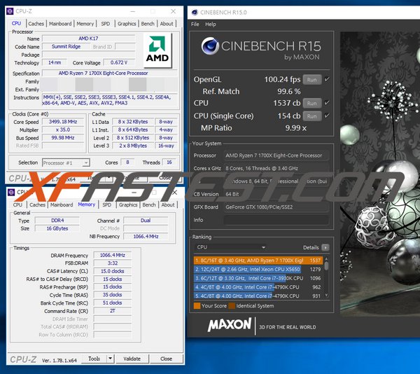 Další testy Ryzen 7 1700X: nyní Cinebench, 3DMark a CPU Mark