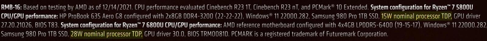 AMD se chlubilo výkonem 28W Ryzenu 6800U, jenomže proti 15W modelu