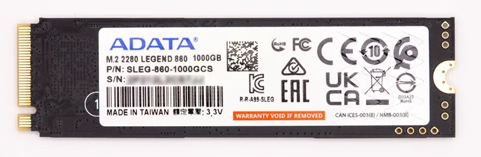 Adata Legend 860 1TB - zadní strana