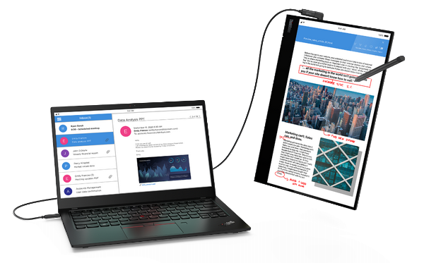Přenosný monitor Lenovo ThinkVision M14t lze ovládat aktivním stylusem