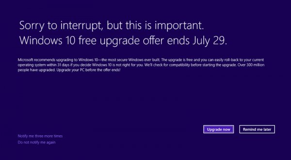 Microsoft zkouší celoobrazovkové výzvy pro upgrade na W10