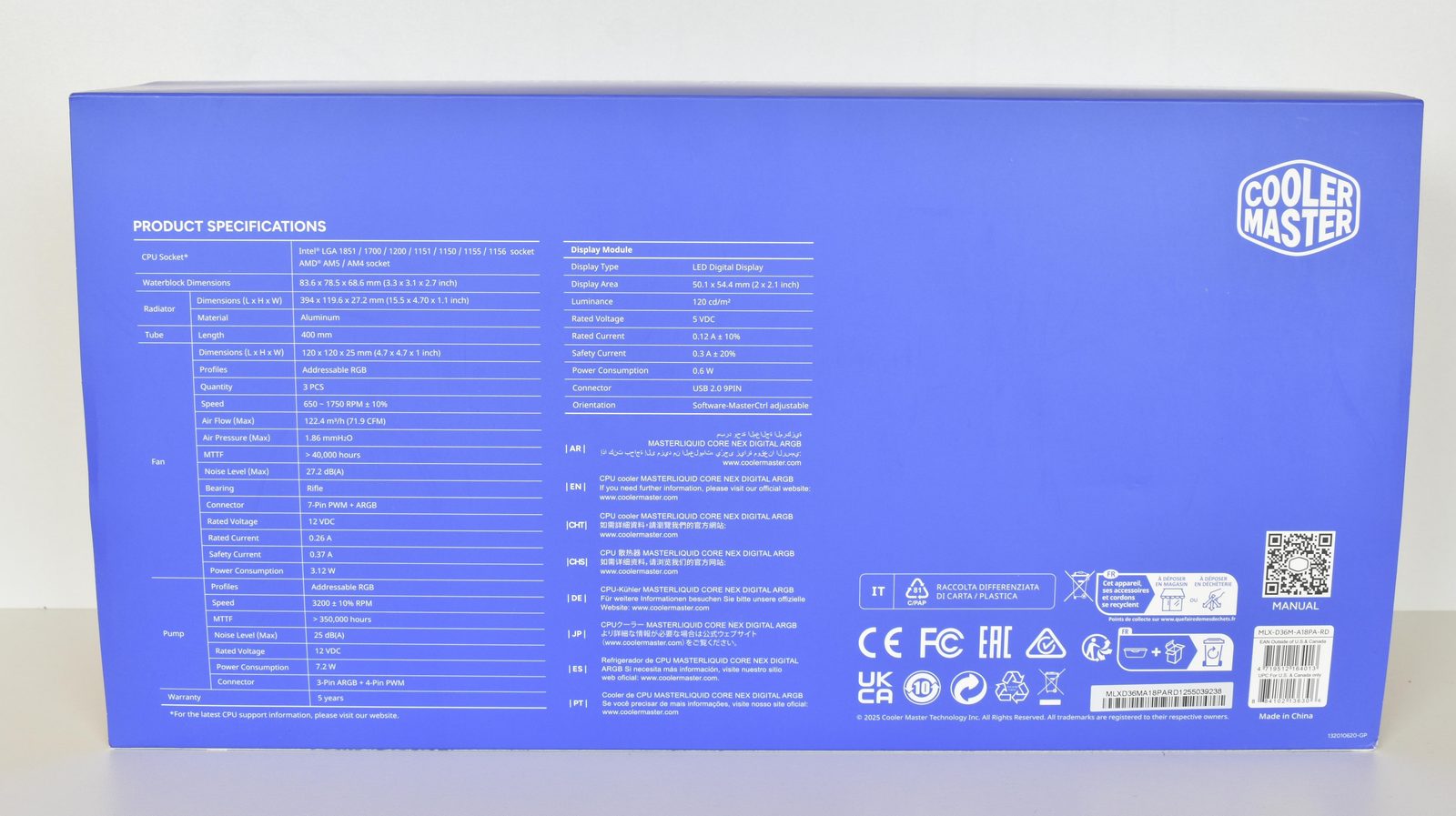 Cooler Master MasterLiquid Core Nex Digital 360 Black ARGB v testu