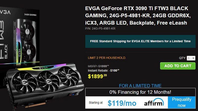 EVGA už nabízí RTX 3090 Ti FTW3 pod doporučenou cenou, kam se posunuly ceny?