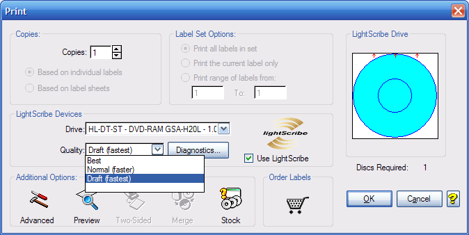 Průvodce vypalováním - LightScribe