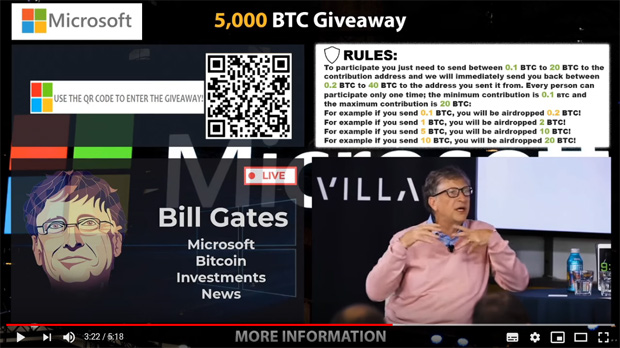 Hackeři se vydávají za Gatese, na hacknutých YouTube účtech propaguji kryptoměny