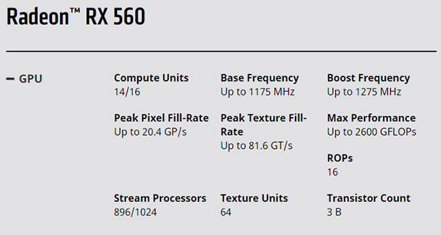 AMD potichu snížilo specifikace Radeonu RX 560 na 896 shaderů