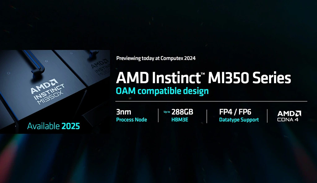 AMD uvedlo akcelerátor Instinct MI325X s 288GB HBM3E, nastínilo i 3nm MI350X
