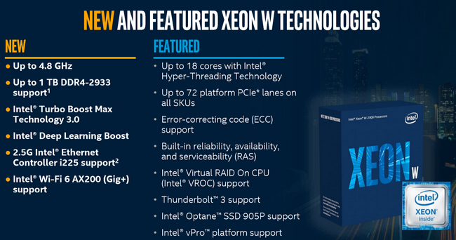 Intel představuje osm Xeonů W-2200 "Cascade Lake", i ty prudce zlevnil