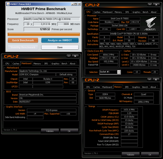 Intel Core i9-7900X přetaktován na 6 GHz