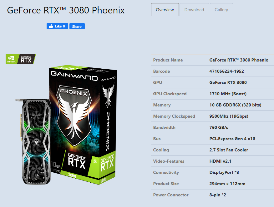 Gainward potvrzuje specifikace RTX 3090 a 3080, ukázal své modely