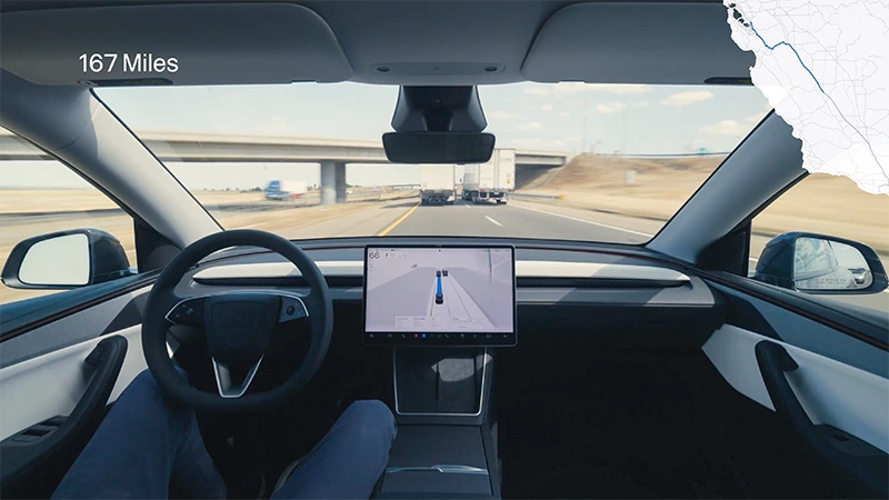 Tesla ukázala time-lapse: vůz s FSD autonomně ujel 580 km ze San Francisca do LA