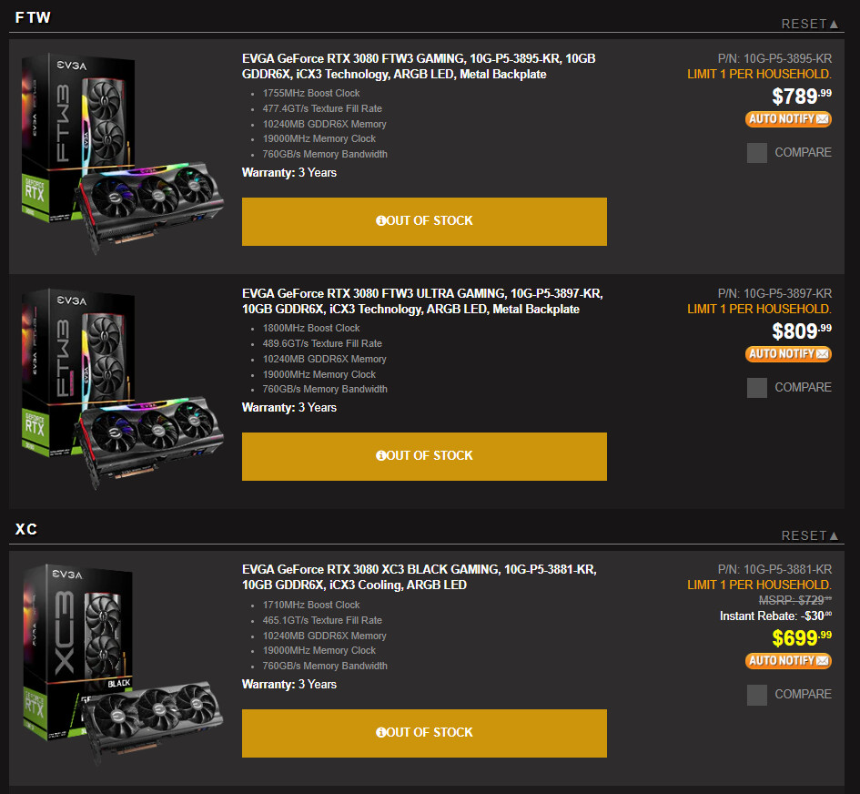 EVGA zřídila pořadníky na své karty RTX 3000