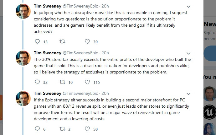 Tim Sweeney: exkluzivity v obchodu Epic fungují