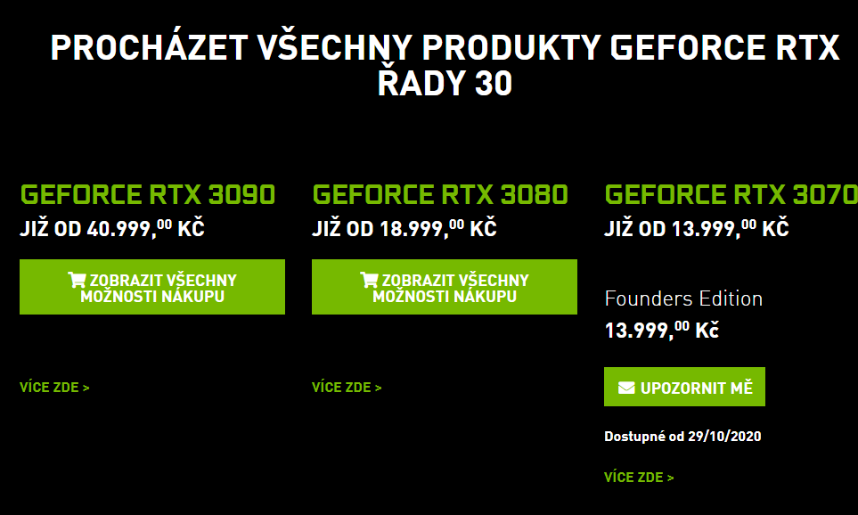 NVIDIA potichu odsunula nástup RTX 3070 na konec října