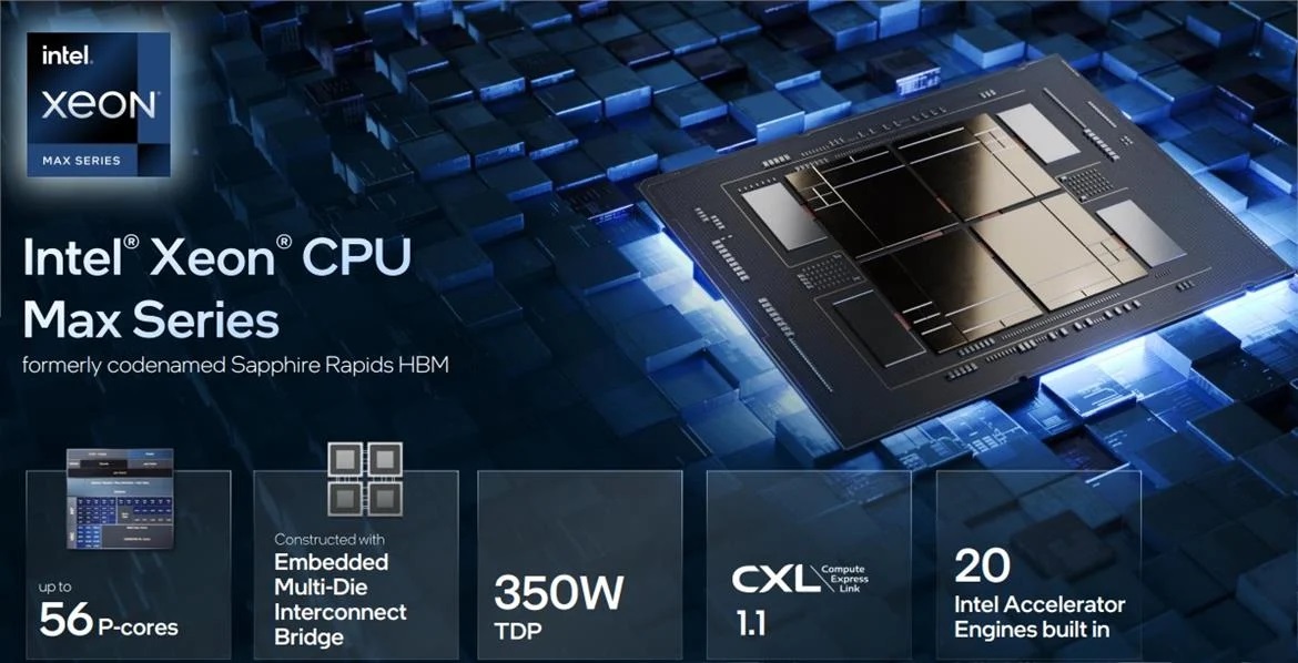 Intel Max Series: Xeon CPU s 64GB HBM2e a GPU s až 600W spotřebou